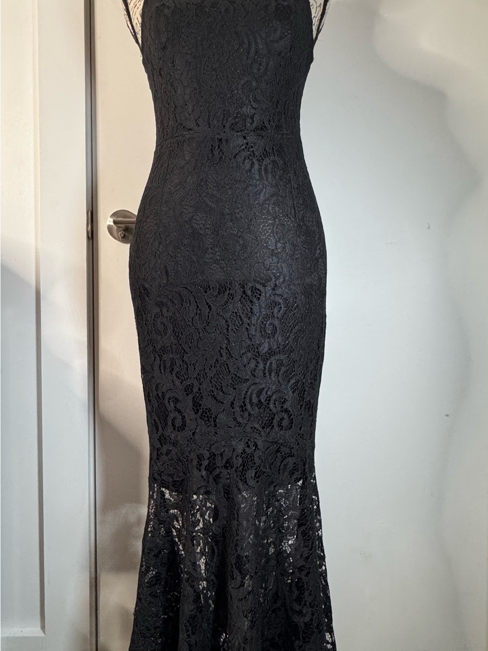 PrettyLittleThing Black Lace Maxi Mermaid Dress